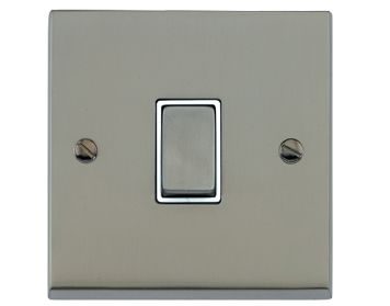 M Marcus Electrical Victorian Raised Plate 1 Gang Switches, Satin Nickel (Matt) Finish, Black Or White Inset Trims - R05.800.SN